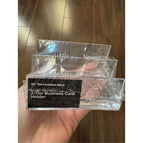 The Container Store 2-Tier Business Card Holder 3¾" × 2⅝" × 2½"h - Picture 1 of 3
